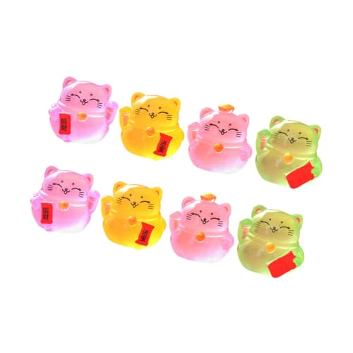 KONTONTY 8 Stück Teiliges Miniatur Katzenfigur aus Langlebigem Harz mit Leuchtender Glückskatze Detailreiche Handgefertigte Deko für Garten DIY Mikro Landschaft für Katzenliebhaber und von KONTONTY