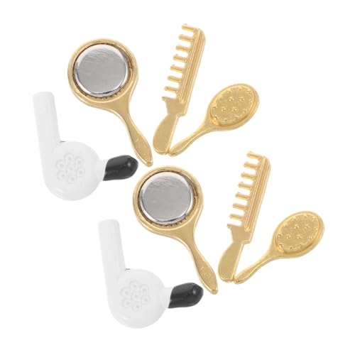 KONTONTY 8 Teiliges Miniatur Badezimmerzubehör Set Miniatur Kamm Haartrockner Spiegel Puppenzubehör Möbel Badezimmerzubehör Rollenspielspielzeug Mini Badzubehör Puppenkamm von KONTONTY