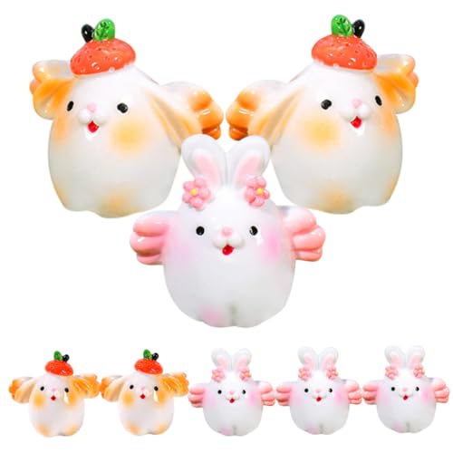 KONTONTY 8st Mikro-landschaftsverzierung Hase Für Hasen Tücher Musical Kuscheltier Pfote Plüsch Hase Aus Porzellan Tierische Hahnfigur Stall Puppe Käfig Harz von KONTONTY