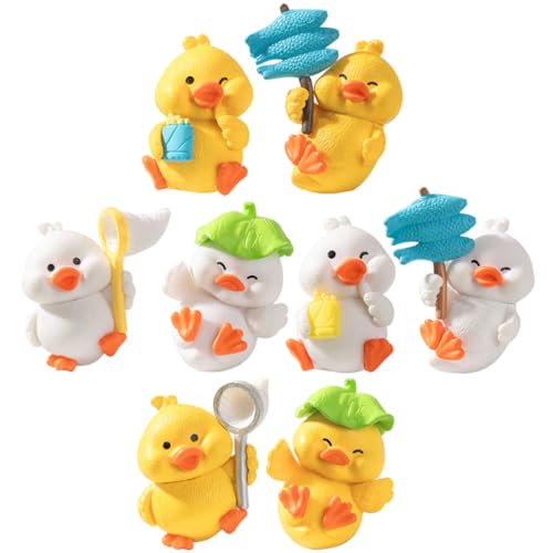 KONTONTY 8st Mini-Harz-Enten Hase Miniatur Plüschtiere Winzige Figuren Kleine Enten Froschbonbons Ente, Du Figur Mini Zum Verstecken Mini-Enten Teich-kit Frosch-rasenornamente von KONTONTY