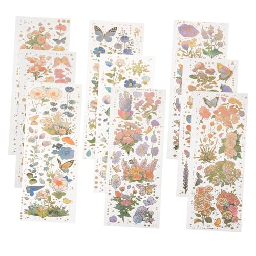 KONTONTY Scrapbooking-Aufkleber-Set 9 Blätter Mit Vintage-Blumen-aufklebern Für Planer Notizbuch Tagebuch Wasserflasche von KONTONTY