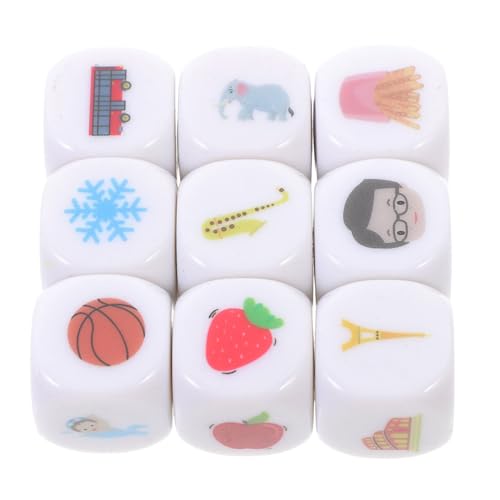 KONTONTY 9 Stück Puzzle-Spielwürfel -Stütze Storytelling-Zubehör Fantasiewürfel erzählen brettspiele Sprachtrainingswürfel kleine Acryl von KONTONTY