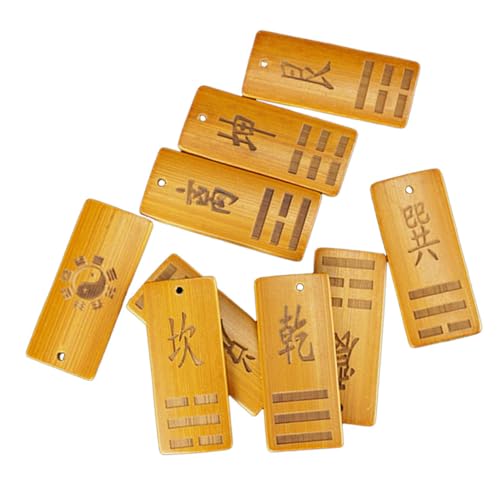 KONTONTY 9 Stück Teiliges Bagua Karten aus Holz Divinations Tool Cards für Fengshui Tai Wahrsagewerkzeug Traditionelles Chinesisches Leicht und Kompakt für Anfänger und von KONTONTY