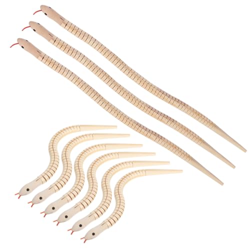 KONTONTY 9 Stück Teiliges Realistische Blanke Holzschlangen Bewegliche Gelenke Kindersicheres für Kreative Freizeit Familienfördernd Tragbar für Indoor und Outdoor Natürliche Beweglichkeit von KONTONTY
