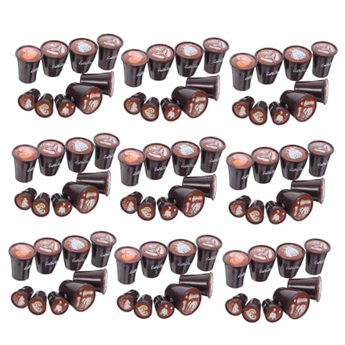 KONTONTY 90 Stück Teiliges Miniatur-Kaffee-tassen-Set aus Widerstandsfähigem Harz mit Realistischer Latte-Art Lebendigen Farben Japanischem Design für Puppenhausküchen Micro-landschaften von KONTONTY