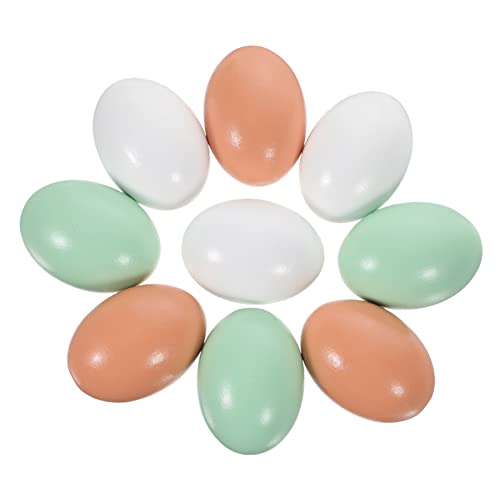 KONTONTY 9St eierimitationen aus Holz -Eier künstliche Eier Spielzeug Geschenk Simulations-Eierdekorationen kreatives Osterei gefälschte Eier Zubehör gefälschtes Essen nachgeahmte Eier von KONTONTY