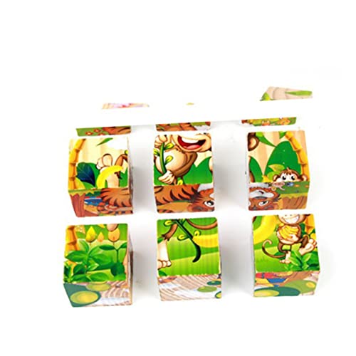 KONTONTY 9St Kinder blockieren Kinder holzpuzzle Kinder holzspielzeug Farbenfrohes Holzspielzeug Spielzeuge Puzzle-Spielzeug untergeordnete Blöcke hölzern sechsseitige Malerei Bambus von KONTONTY