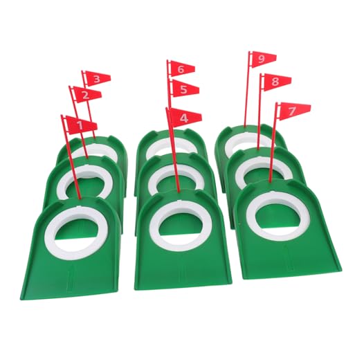 KONTONTY 9stücke Kunststoff Golf Putting Cup Indoor Outdoor Mit Loch Und Flagge Für Übungszwecke Training Aids Für Hause Büro Oder Fitnessstudio von KONTONTY