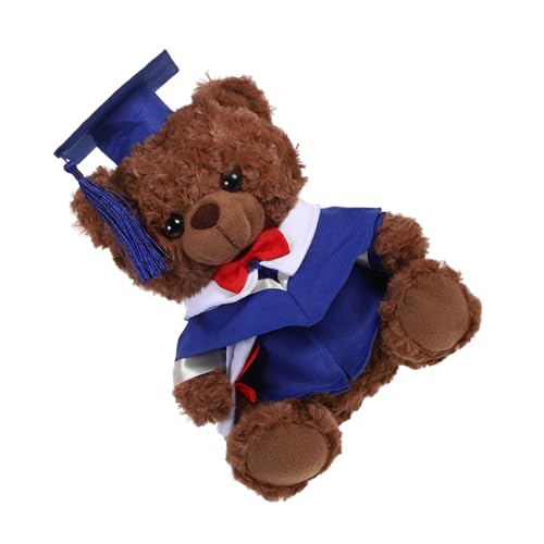 KONTONTY Arztanzugbär Puppe Mini-Abschluss-Stoffbären Mini-Plüsch-Abschlussspielzeug Weiches Arztspielzeug Abschlussbär Puppe Funktionsgestopfter Tierabschluss Plüschtiere PP Baumwolle Blau von KONTONTY