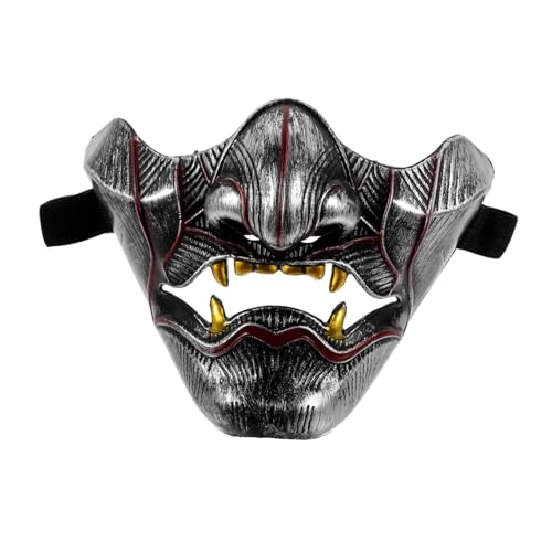 KONTONTY Authentische Japanische Hannya Maske Cosplay Halbgesichtsmaske Silberfarben Traditionell für Theater Party Musikfestival Karneval Unisex Bequem Passend Detailreich und Auffällig KONTONTY Authentische Japanische Hannya Maske Cosplay Halbgesichtsmaske Silberfarben Traditionell für Theater Party Musikfestival Karneval Unisex Bequem Passend Detailreich und Auffällig von KONTONTY