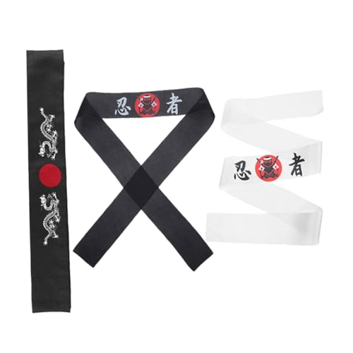 KONTONTY 3stücke Karate Stirnband Japanisch Sushi-chef Ninja-design Sport Cosplay Küche Party Accessoire Für Junge Mädchen Und Erwachsene von KONTONTY