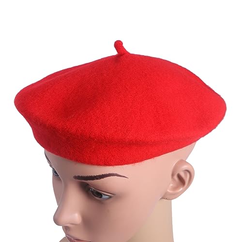 KONTONTY Kinder Baskenmütze Mädchen Französisch Stil Wolle Beanie Rote Mütze Modisch Und Gemütlich KONTONTY Kinder Baskenmütze Mädchen Französisch Stil Wolle Beanie Rote Mütze Modisch Und Gemütlich von KONTONTY