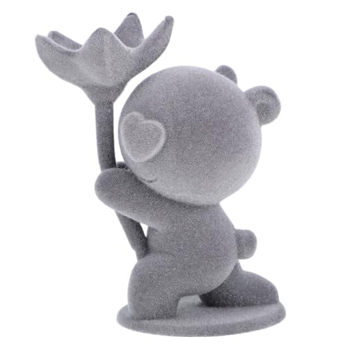 KONTONTY Beflockte Bärenfigur für Romantische Dekoration Hochwertige Home Decor Statue als zum Valentinstag für Frauen und Besondere Anlässe ohne Blumen von KONTONTY