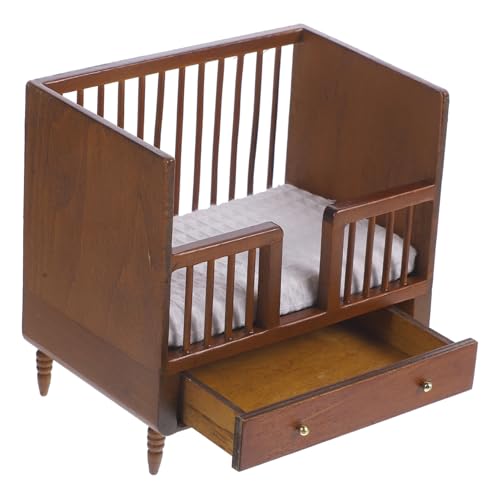 KONTONTY Bettmodell aus Holz für Puppenhäuser Dekoratives Mini Möbelstück für Kinderzimmer Szenen Langlebig und Einfach zu Montieren für Kreative Rollenspiele von KONTONTY