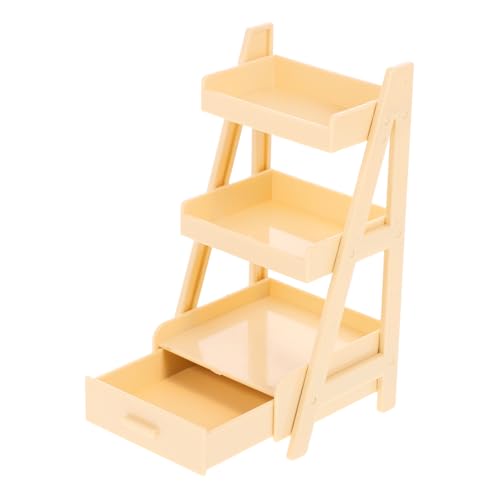 KONTONTY Blumenständer Für Miniaturen Lagerung Lebensecht Puppe Klein Winzig Stand Steht Anzeige Gestuftes Mini-zimmerpflanzenregal Mini-aufbewahrungsständer Mini-Regal Abs Beige von KONTONTY