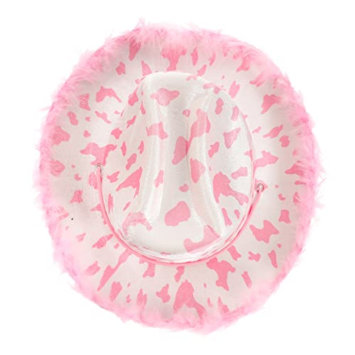 KONTONTY Cowgirl Hut Damen Herren Pinkes Westernkostüm mit Glitzerstern Design für Karneval Bachelorette Partys Musikfestivals Abnehmbarer Kinnriemen Kuscheliger Rand KONTONTY Cowgirl Hut Damen Herren Pinkes Westernkostüm mit Glitzerstern Design für Karneval Bachelorette Partys Musikfestivals Abnehmbarer Kinnriemen Kuscheliger Rand von KONTONTY
