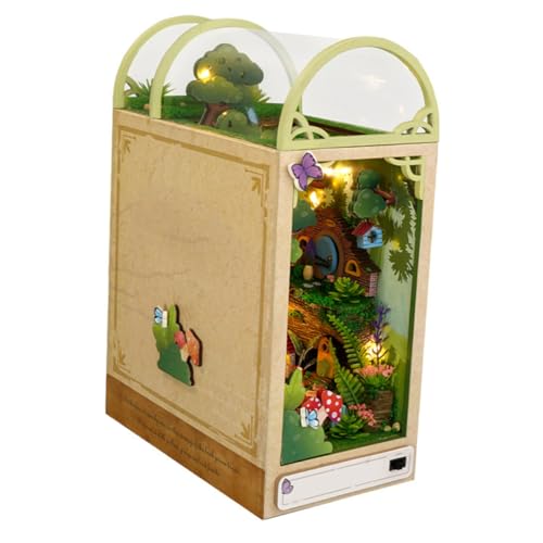 KONTONTY DIY Hausmodell aus Holz Stabiles Material Glatte Oberfläche Dekoratives Innenraumdisplay Kreatives Bastelspielzeug ohne Batterien als Buchstütze und Wohnraumdeko von KONTONTY