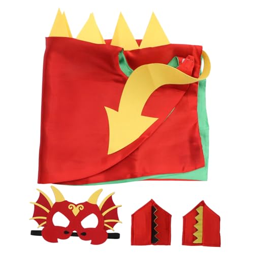 KONTONTY Dinosaurier Kostüm mit Umhang und Maske Cosplay Bühnenumhang für Jungen und Mädchen Party Faschingskostüm Strapazierfähiges Frei Größenverstellbares Verkleidungskostüm für von KONTONTY