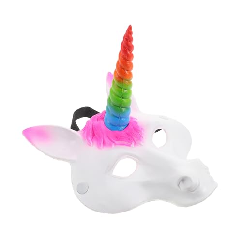 KONTONTY Einhorn-maske Pferdemaske Schaum Atmungsaktiv Realistisch Lustig Halloween Hornmaske Spaß Dekorationen Beängstigend Ausfall Party Tiermasken Pferdekopfmaske Pu von KONTONTY