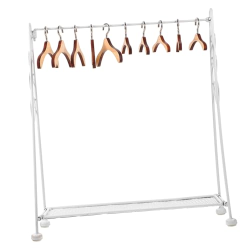KONTONTY Mini-Kleiderständer-Zubehör 11-teilig Kleiderständer für Puppen aus Eisenhandwerk Miniatur-Ankleideständer für Puppenhaus einfach zu bedienen von KONTONTY