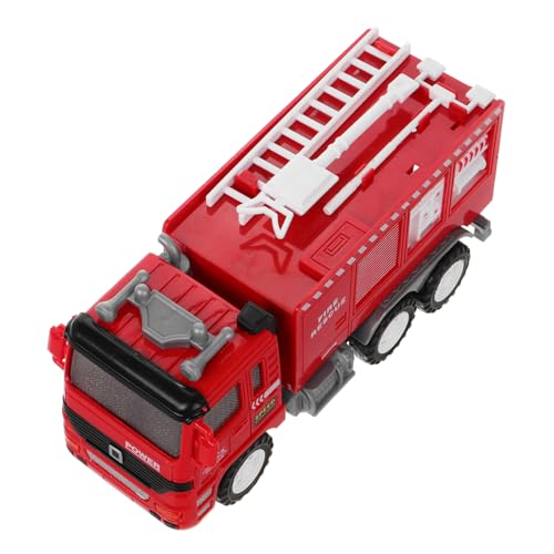 KONTONTY Spielzeug Feuerwehrauto Mit Rückziehfunktion Aus Kunststoff Kleine Baufahrzeuge Als Spielfigur Einsatzfahrzeug Für Kinder Mit Schiebe-und Leiternfunktion von KONTONTY