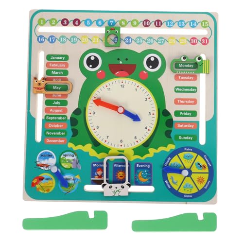 KONTONTY Frosch Uhr Unterrichtshilfen Lernen Uhr Mathe- Klassenzimmer -bildungsuhr Lehrer Für Klassenzimmer Lehrmittel Für Uhren Student Education Clock Grün Holz von KONTONTY