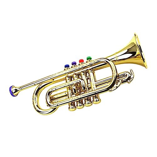 KONTONTY Goldene Trompete für Musikinstrument mit Farbigen Ventilen für Jungen und Fördert die Musikalische Kreativität und Spaß Beim KONTONTY Goldene Trompete für Musikinstrument mit Farbigen Ventilen für Jungen und Fördert die Musikalische Kreativität und Spaß Beim von KONTONTY