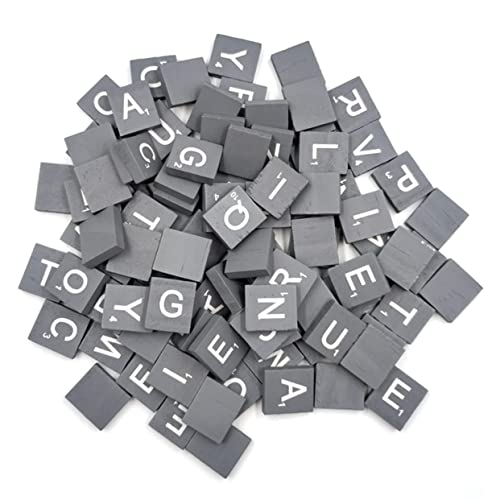 KONTONTY 100 Stück Graue Naturholzspäne 26 Englische Buchstabenblöcke Zum Basteln Alphabet-kacheln Basteln Holzwürfel Für Jungen Und Mädchen Baby-lernspielzeug Dekoratives Blockset von KONTONTY