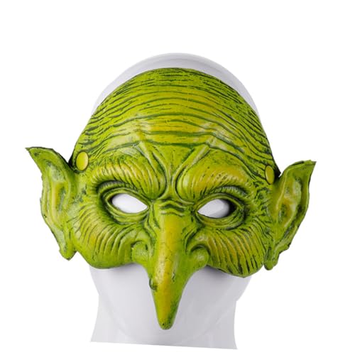KONTONTY Halloween-hexenmaske Echter Hexen-look Leuchtendes Grün Leicht Bequem Für Längeres Tragen von KONTONTY