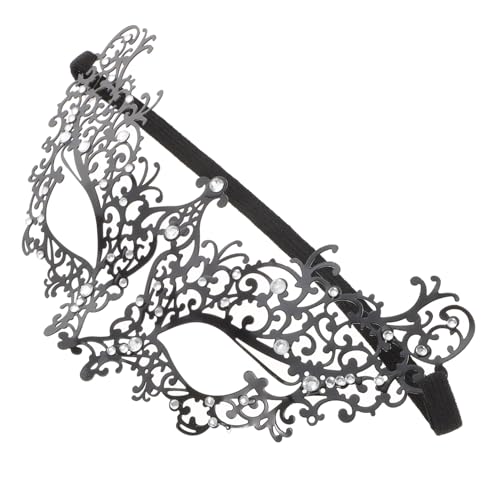 KONTONTY Halloween Damen Metall Halbgesichtsmaske mit Weißen Kristallen Leichte und Sichere Masquerade Party Dekoration für Halloween Kostüme und Maskenbälle von KONTONTY