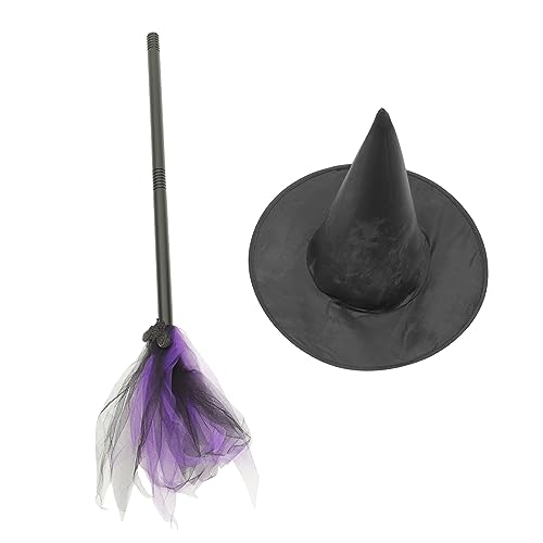 KONTONTY Halloween Hexenhut und Verstellbarer Hexenbesen Teiliges Cosplay Kostüm Zubehör für Damen und Jugendliche Leicht Abnehmbar für Fasching Maskerade und Partyspaß KONTONTY Halloween Hexenhut und Verstellbarer Hexenbesen Teiliges Cosplay Kostüm Zubehör für Damen und Jugendliche Leicht Abnehmbar für Fasching Maskerade und Partyspaß von KONTONTY