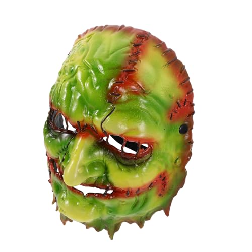 KONTONTY Halloween Hexenmaske Kostüm Gruselige Hexenmaske Gruselige Halloween Maske Karneval Horrormaske Grün Eva von KONTONTY