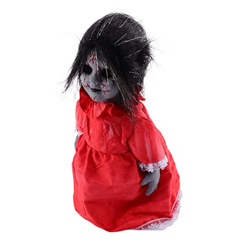 KONTONTY Halloween Sprachaktivierte Gruselige Geisterpuppe mit Leuchtenden Augen und Automatischem Gehen Horror Halloween Dekoration für Haunted House Party und Tricky Toy von KONTONTY