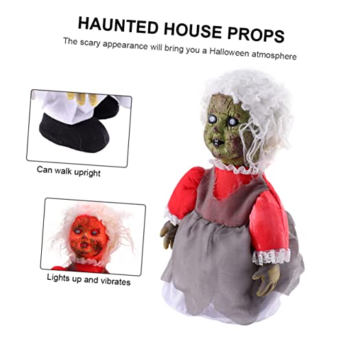KONTONTY Halloween Sprachaktivierte Gruselpuppe mit Leuchtenden Augen und Automatischem Lauf Schaurige Deko für Halloween Party und Spukhaus Realistische Horror Requisite ohne Batterie von KONTONTY