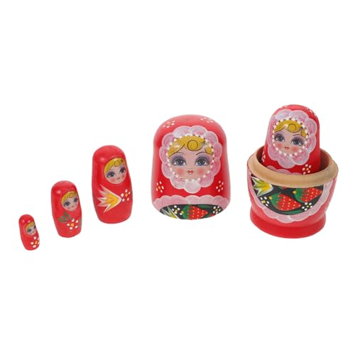 KONTONTY Handbemalte Russische Matroschka Puppen Holz Set mit Bunter Erdbeer-mädchen Motiv Stapelspielzeug und Winterliche Nesting-Dekoration für Zuhause und Festliche Anlässe KONTONTY Handbemalte Russische Matroschka Puppen Holz Set mit Bunter Erdbeer-mädchen Motiv Stapelspielzeug und Winterliche Nesting-Dekoration für Zuhause und Festliche Anlässe von KONTONTY