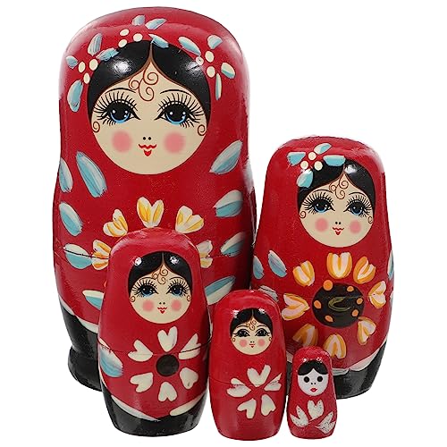 KONTONTY Handbemalte Teilig Holz Nesting Dolls Russische Puppen Holzspielzeug Umweltfreundlich Langlebig von KONTONTY