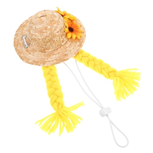 KONTONTY Handgewebter Miniatur-Strohhut mit Sonnenblume und Zopf Dekoratives Hut-Accessoire für Garten Veranda-gänse Kunstvoll Geflochtenes Outfit für Saisonale Rasendekoration KONTONTY Handgewebter Miniatur-Strohhut mit Sonnenblume und Zopf Dekoratives Hut-Accessoire für Garten Veranda-gänse Kunstvoll Geflochtenes Outfit für Saisonale Rasendekoration von KONTONTY