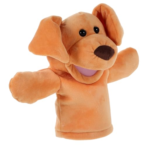 KONTONTY Quietschies Hund Handpuppenspielzeug Puppen Lernspielzeug Handspielzeug Geschichtenerzählende Tierhandpuppen Cartoon-tierpuppe Leistungsstütze Tierische Plüsch-handpuppe Kurzer Plüsch Orange von KONTONTY