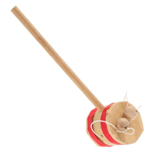 KONTONTY Handspielzeug Spinnende Rassel Trommel aus Multifunktionale Musikalische Instrumente für Junge Mädchen Chinesisches Traditionelles Beige von KONTONTY