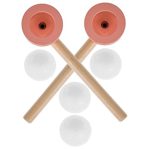 KONTONTY Holz Blasball Spiel Teiliges Buntes Balancespiel für Motorikförderndes Pädagogisches Pustespiel Geschicklichkeitsspiel für Familien und Sommerspiele Draußen von KONTONTY
