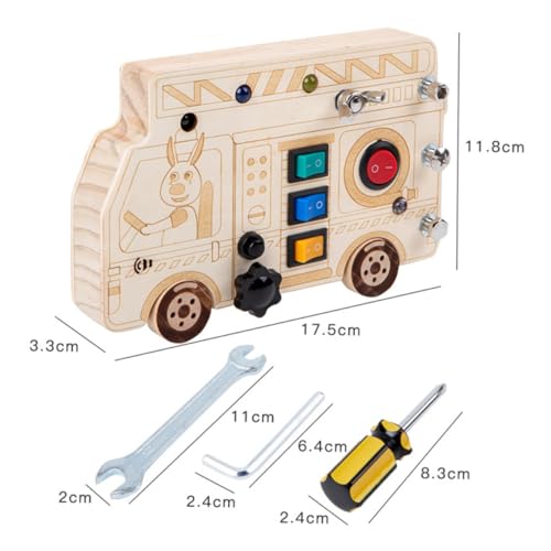 KONTONTY Holz Busy Board für Kleinkinder Jahre Montessori Sensorisches Lernspielzeug mit Simulierten Schaltern und Bunten Lichtern Motorik und Koordination von KONTONTY