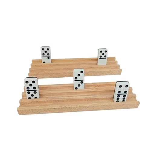 KONTONTY Holz Domino Rack mit Rutschfester Basis Organizer für Dominosteine und Alphabetkarten Stabiles Desktop Domino Halter aus Pinewood Kreatives Spielzubehör für Familien und von KONTONTY