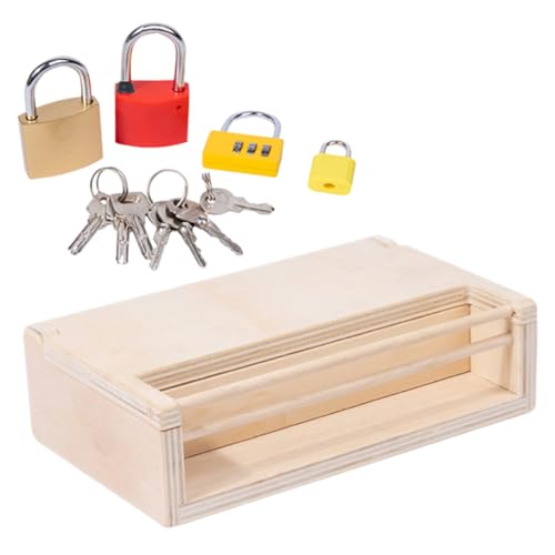 KONTONTY Holz Lernspielzeug mit Schloss und Schlüssel Montessori Motorikspielzeug für Kleinkinder Jahre Vielseitiges Pädagogisches Schlüsselspielzeug Kreativität und Feinmotorik KONTONTY Holz Lernspielzeug mit Schloss und Schlüssel Montessori Motorikspielzeug für Kleinkinder Jahre Vielseitiges Pädagogisches Schlüsselspielzeug Kreativität und Feinmotorik von KONTONTY