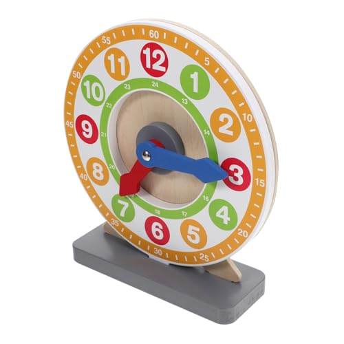 KONTONTY Holz Lernuhr Lernspielzeug Mathe Lernuhr Lehrspielzeug Großer Montessori Holz Kinderuhr Pädagogisch Sicher Glatte Kanten Pädagogisches für Vorschulkinder von KONTONTY