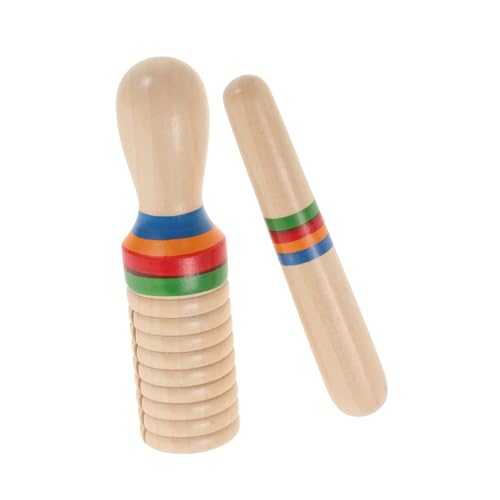 KONTONTY Holz Musikinstrument Einfache Klangröhren mit Schlägel Pädagogisches für Rhythmusförderung Entwicklung des Hörvermögens Holzfarbe von KONTONTY