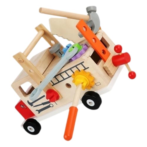 KONTONTY Holz Werkzeugkoffer Set für Kleinkinder Pädagogisches Lernspielzeug mit Schrauben Fördert Feinmotorik Rollenspiel Sicher und Vielseitig für Jungen und Mädchen von KONTONTY