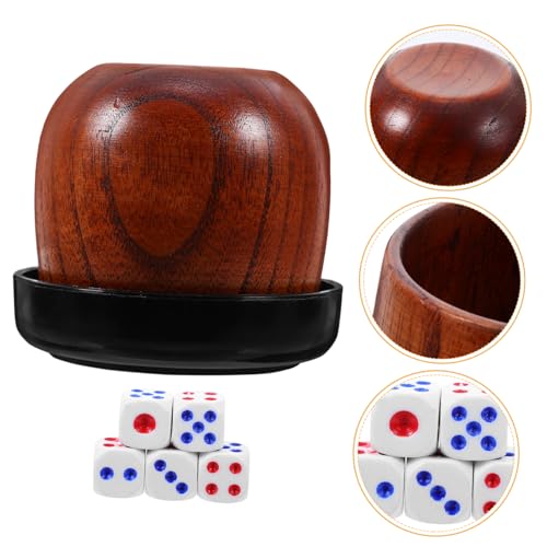 KONTONTY Holz Würfelbecher Set mit Kleinen Würfeln Würfelspiel Zubehör für Familienunterhaltung und Freizeitspiele Langlebig und Benutzerfreundlich von KONTONTY