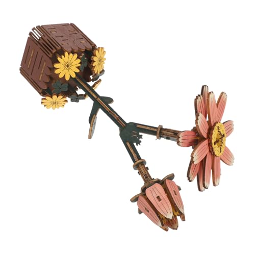 KONTONTY Holzblumen Puzzle mit Blüten Bouquet DIY Holzstrauß Bastelset Rustikaler Natürlicher Holzbau für Kreative Tischdekoration und Geschenkverpackung von KONTONTY