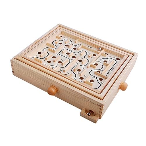 KONTONTY Holzperlen Maze Puzzle für Lernspielzeug für Jungen und Mädchen Fördert Geduld Problemlösung und Logisches Sicheres Holzmaterial für Altersgruppen von KONTONTY