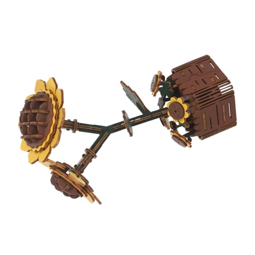 KONTONTY Holzsonnenblumen Puzzle Bausatz DIY Blumentopf Bastelset Handwerk Deko für Zuhause Büro Tischdeko Kreatives Geschenk für Pflanzenliebhaber von KONTONTY